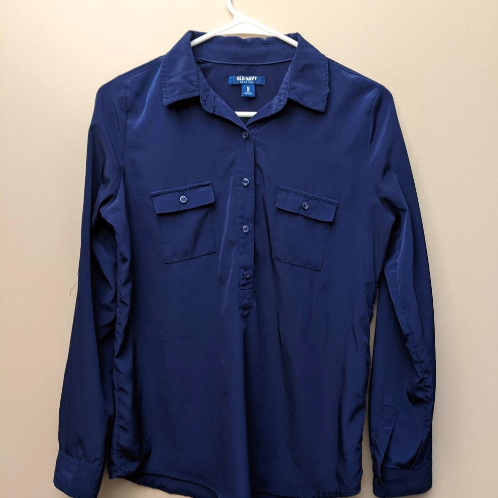 Old Navy Womens Long Sleeve Blouse Size XS Blue